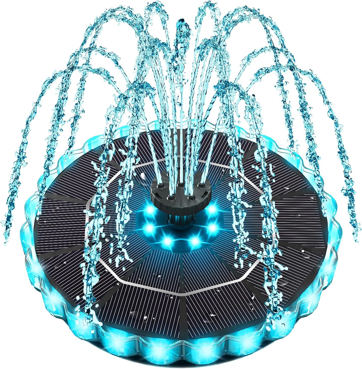 Yzert Solar Fountain Colorful Ring Lights, 2026 3.5W Solar Water Fountain with 2000mah Battery, Solar Fountain Pump for Bird Bath, Pond, Pool, Outdoor