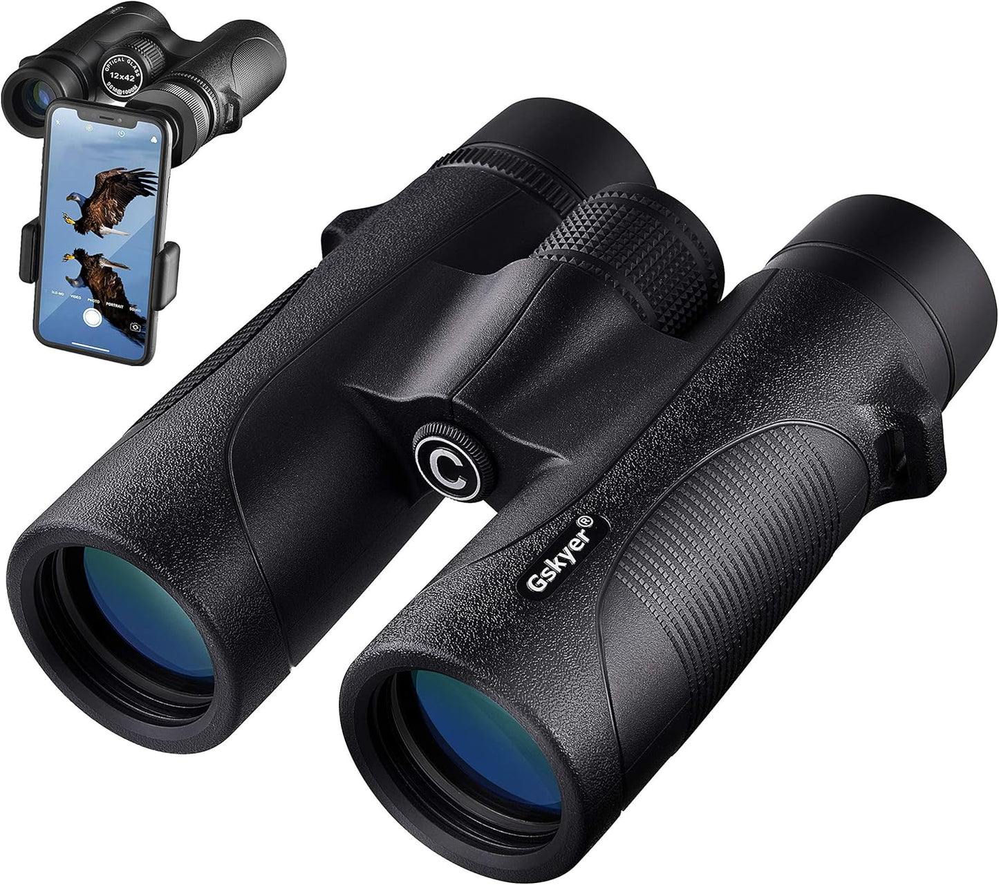 Binoculars for Adults High Powered: 12x42 HD Zoom Binocular for Bird Watching Hunting - Powerful Lightweight Waterproof Binoculars with Phone Adapter for Travel Cruise Ship Stargazing Hiking