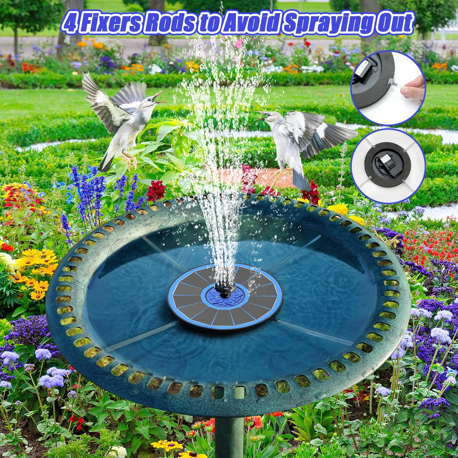 SZMP Solar Fountain Upgrade, 3.5W Solar Powered Bird Bath Fountains wi