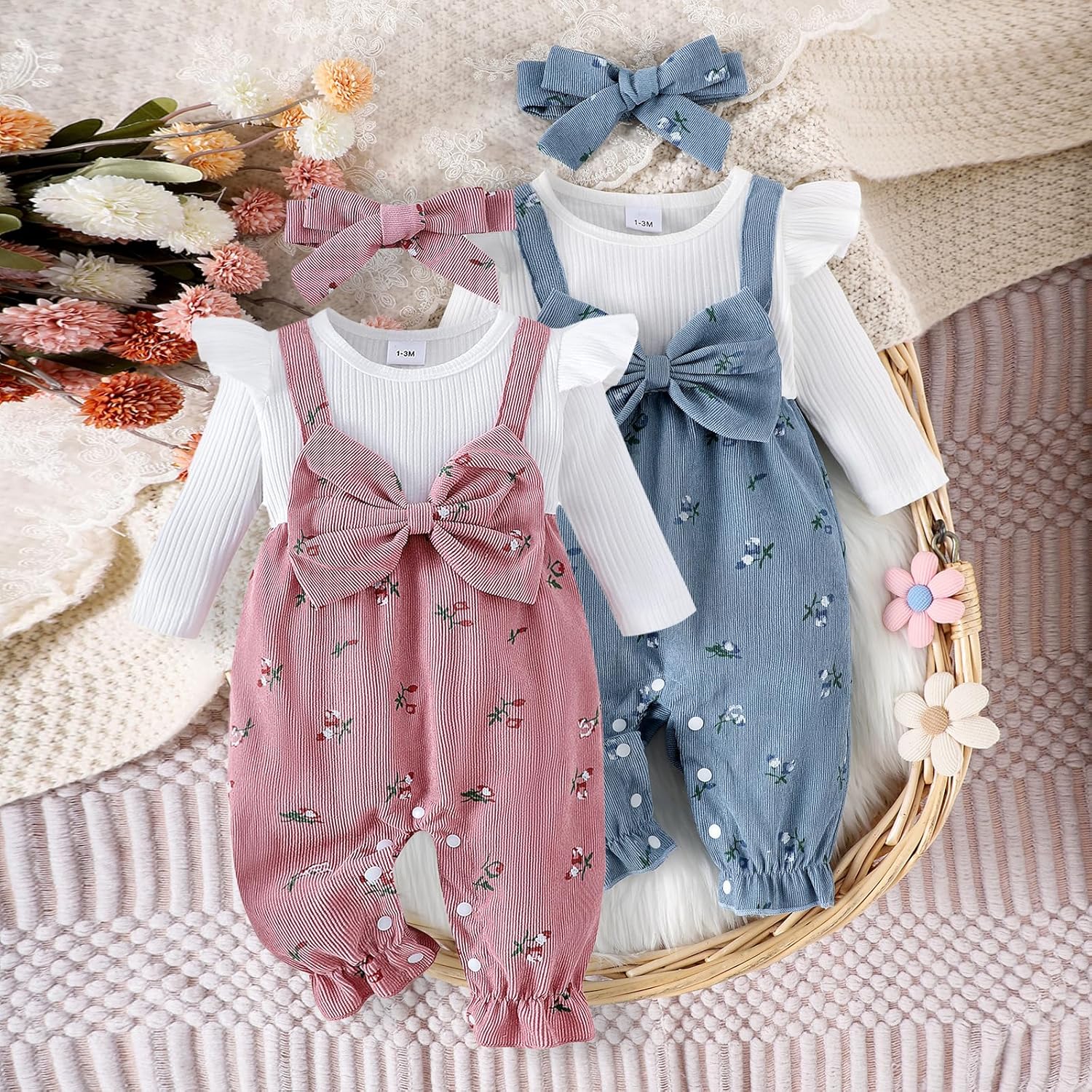 YINGISFITM Newborn Baby Girl Clothes Long Sleeve Romper One Piece Jump