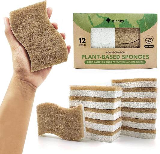 Biodegradable Natural Kitchen Sponge - Compostable Cellulose and Cocon
