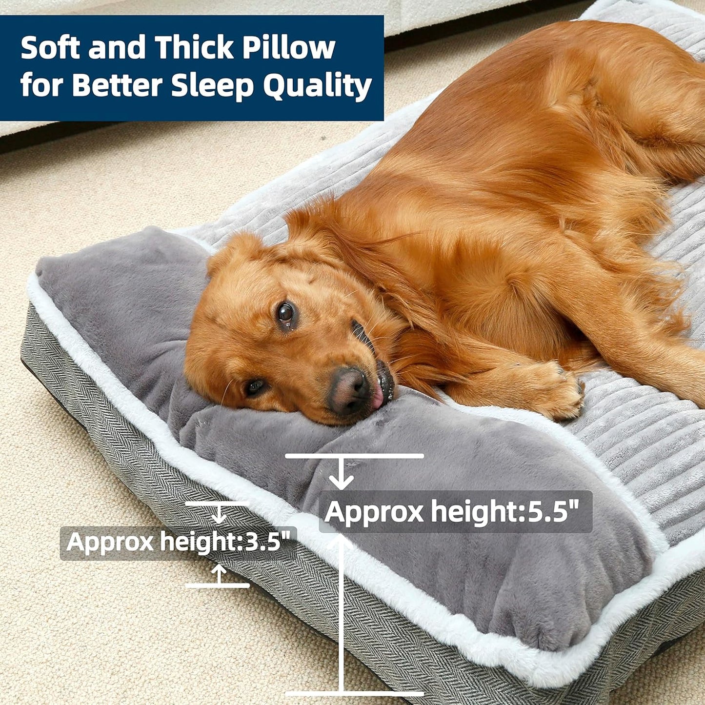 WINDRACING Large Dog Bed with Pillow for Crate Kennel, Sofa Dog Bed, S
