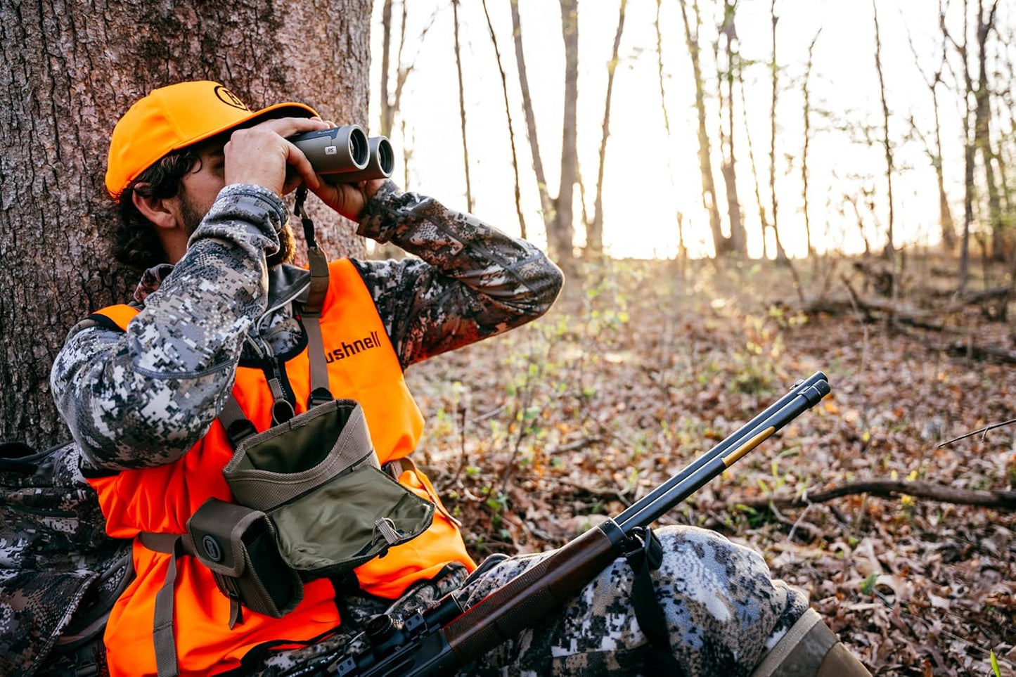 Bushnell R5 10x42 Binoculars - Waterproof, Dielectric Multi-Coated Optics with EXO Barrier Lens Protection for Long Range Viewing and Hunting, Includes Vault Lite Bino Chest Harness & Neck Strap