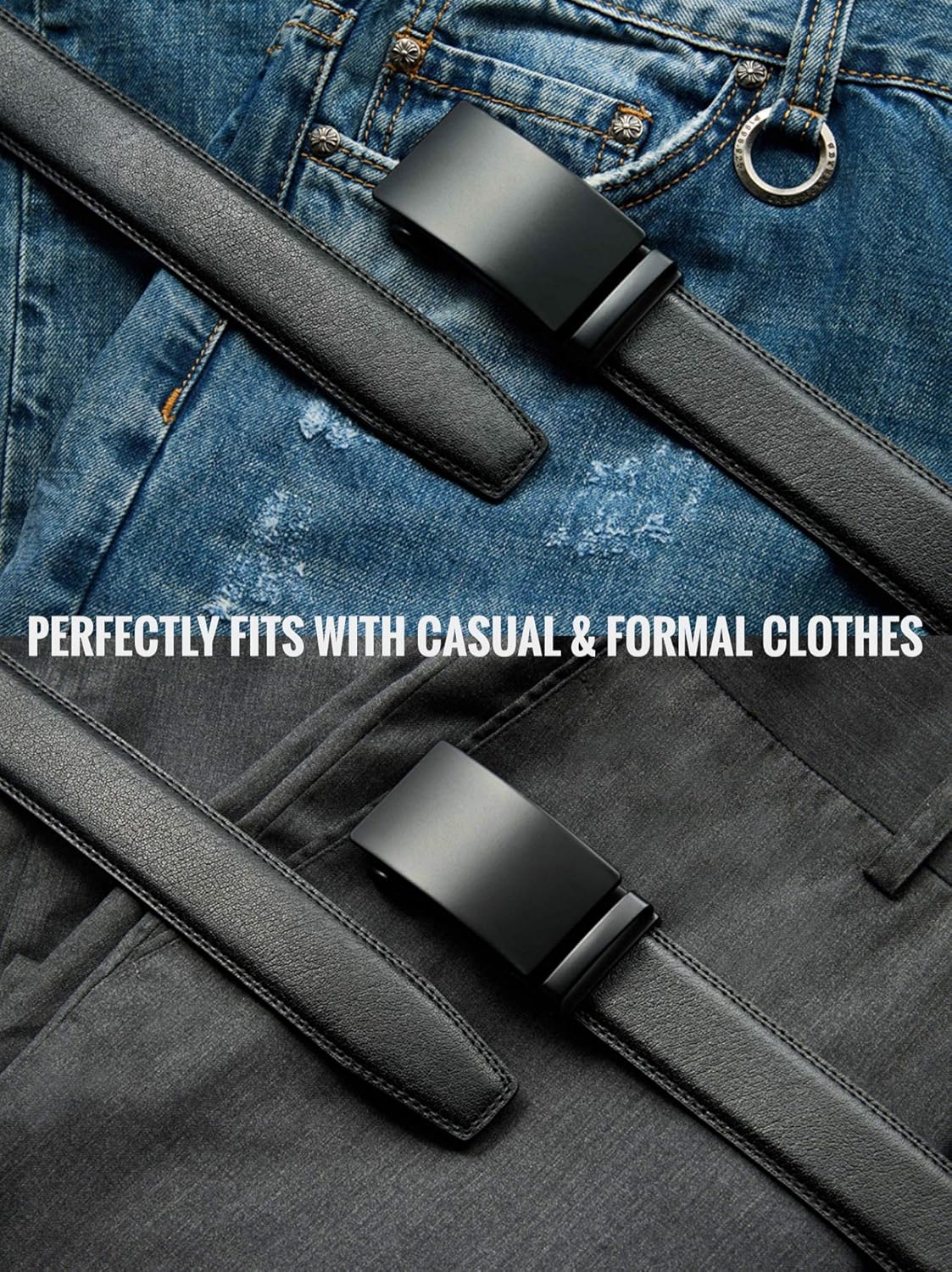 CHAOREN Mens Belt - Mens Ratchet Belt Leather 1 3/8" for Dress Pant - 