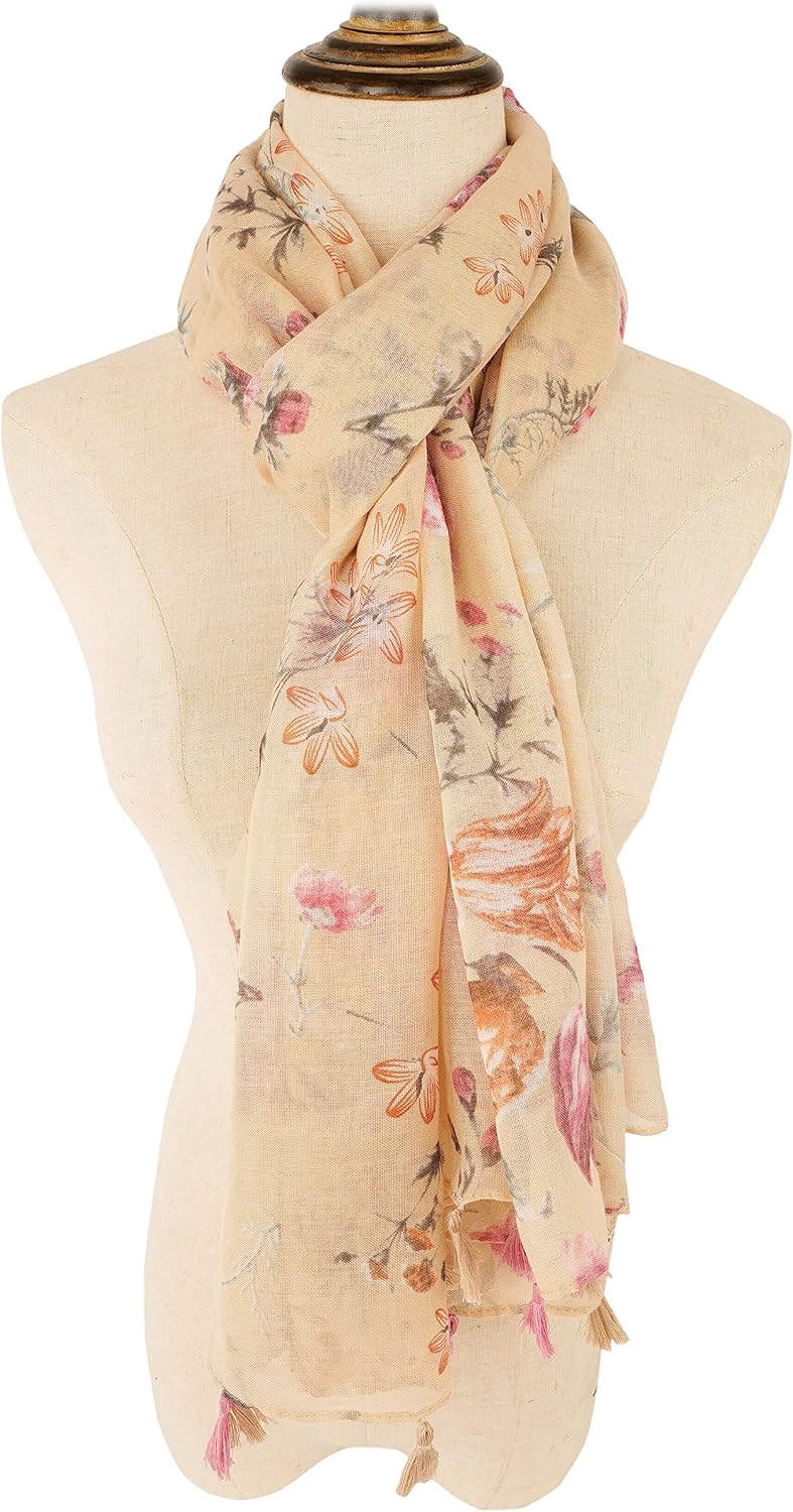 YOUR SMILE Large Boho Scarf for Women Lightweight Floral Printed Scarv