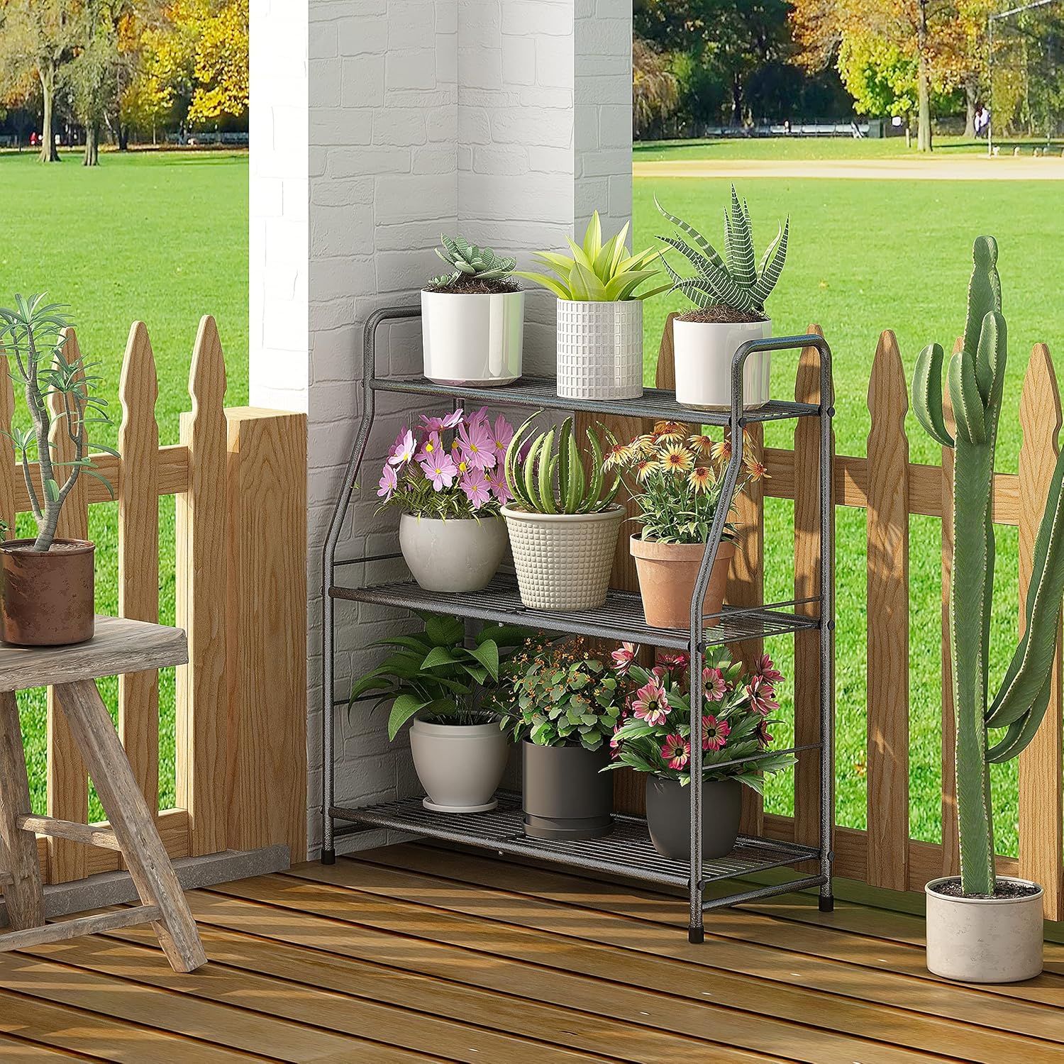 Simple Trending Plant Stand Outdoor Indoor 3 Tier Metal Waterproof Pla