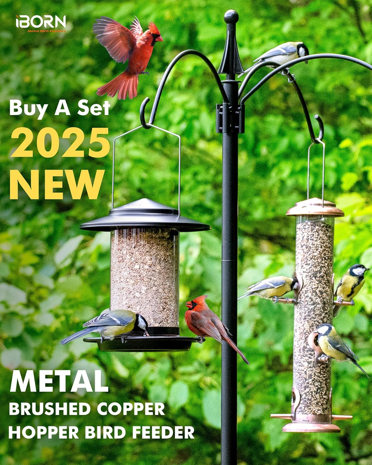 iBorn Metal Bird Feeders for Outdoors Hanging,Wild Bird Feeders for Ca