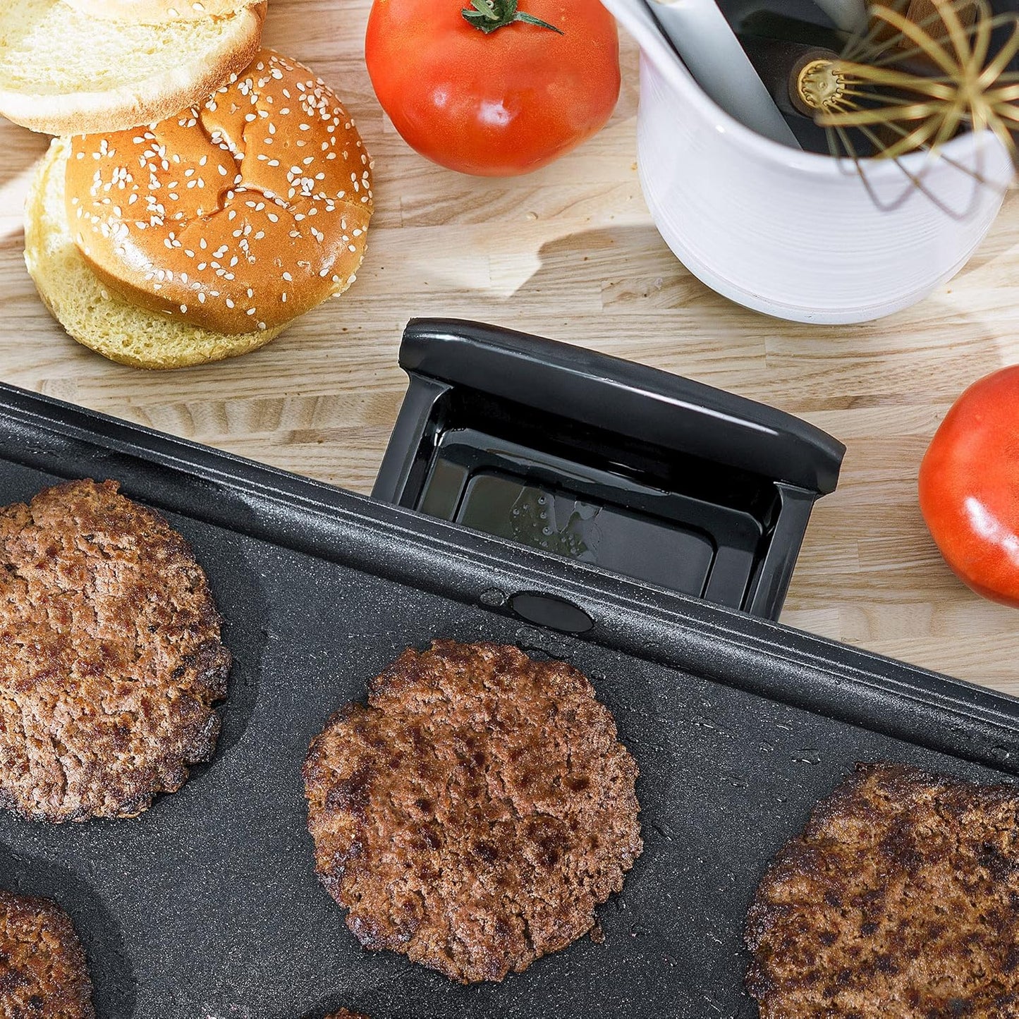 bella Electric Griddle with Warming Tray - Smokeless Indoor Grill, Nonstick Surface, Adjustable Temperature & Cool-touch Handles, 10" x 18", Copper/Black, PFOA & PTFE Free