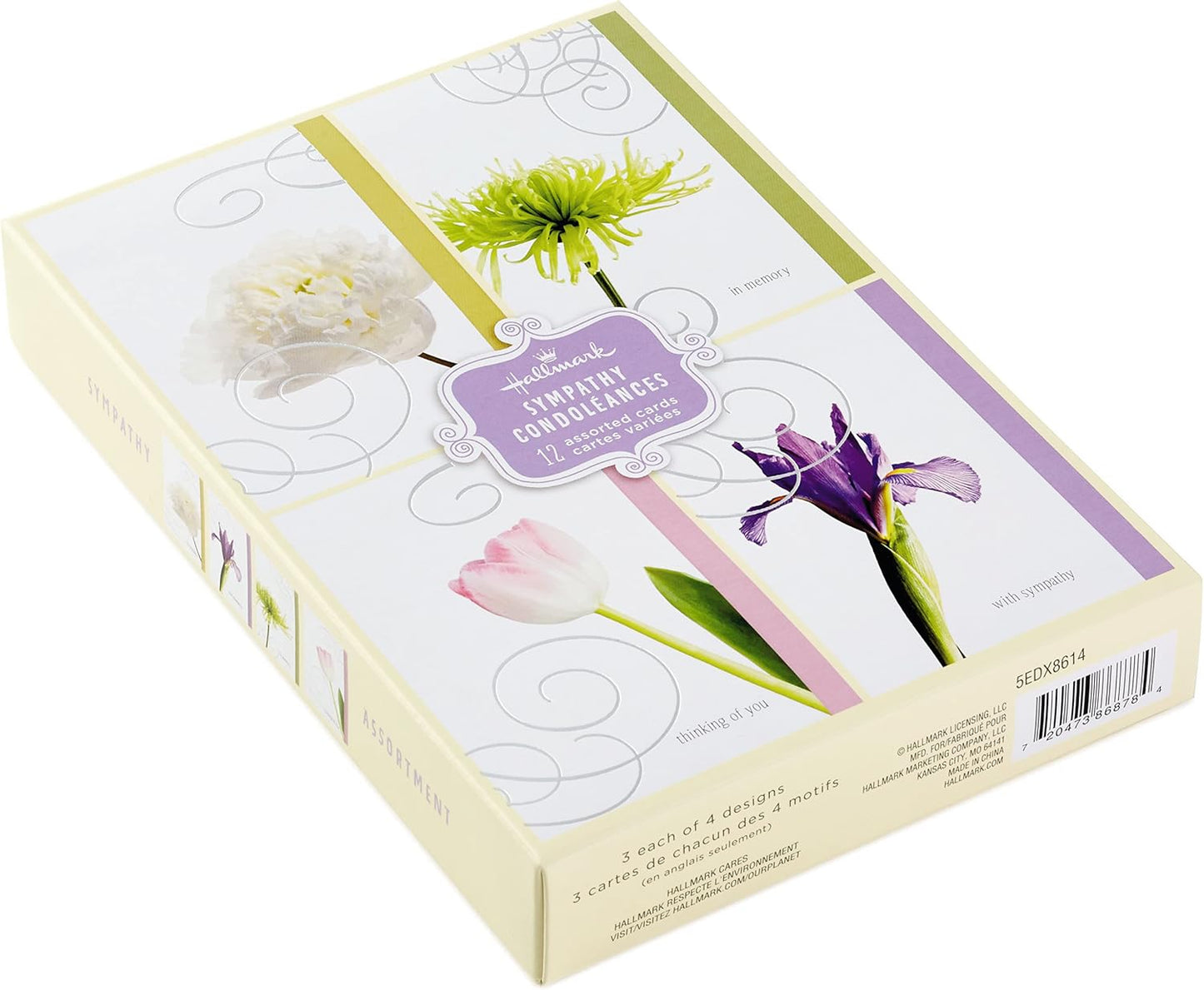 Hallmark Assorted Sympathy Cards (Flowers, 12 Cards and Envelopes)