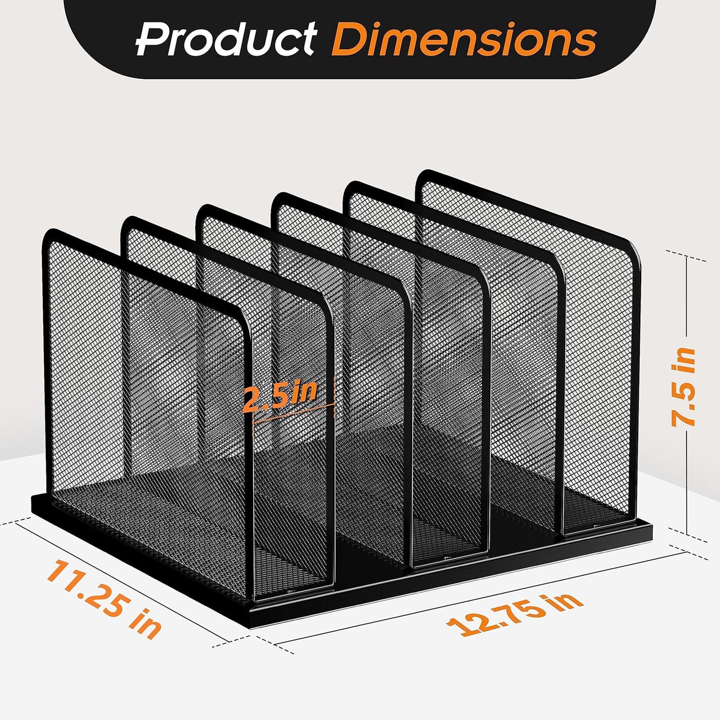 Kuntine.B Desk File Organizer 5 Sections Upright Mesh Desktop Organize