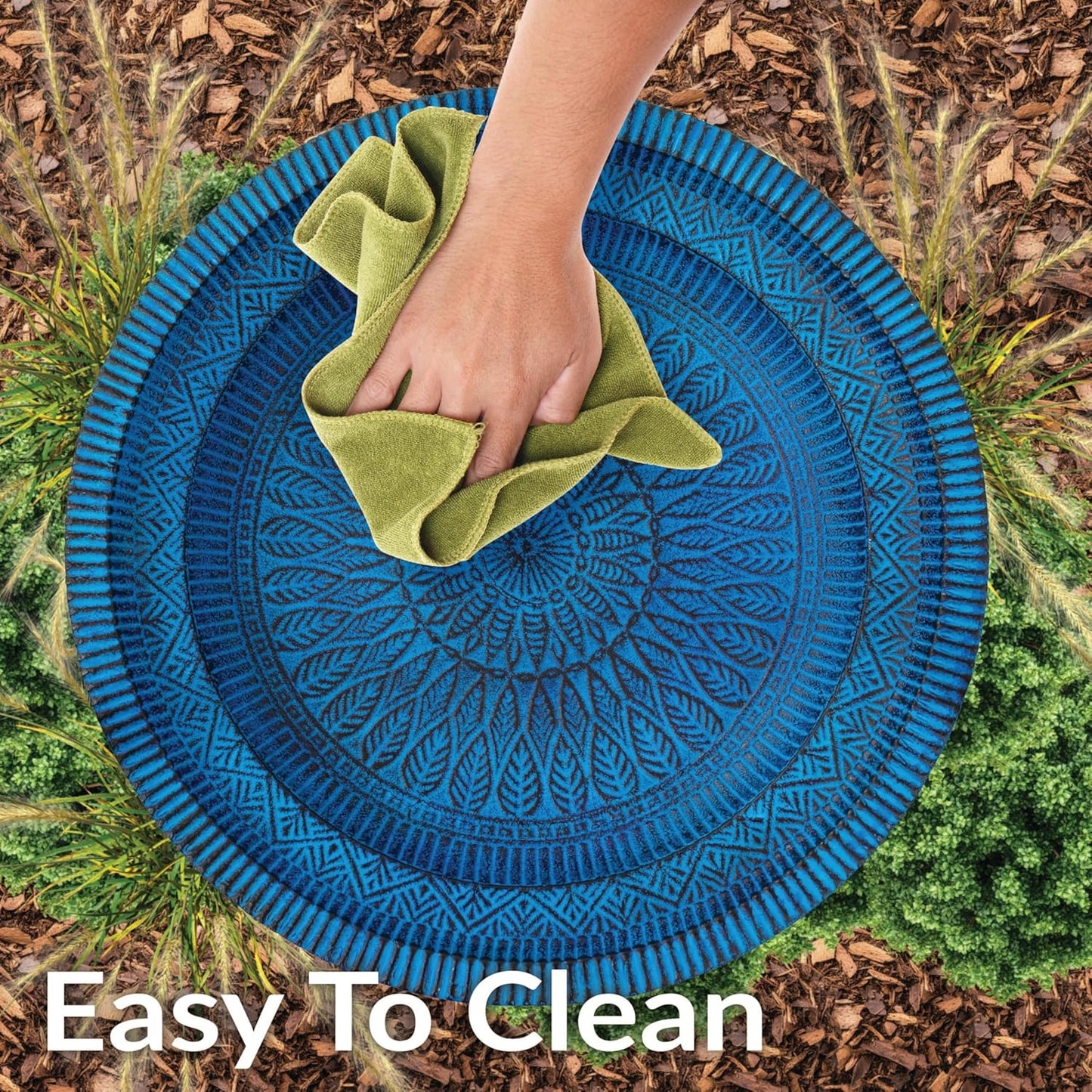 Sunnydaze Backyard Beauty Metal Bird Bath with UV-Resistant Finish - Cast Aluminum - Blue Patina - 18" H