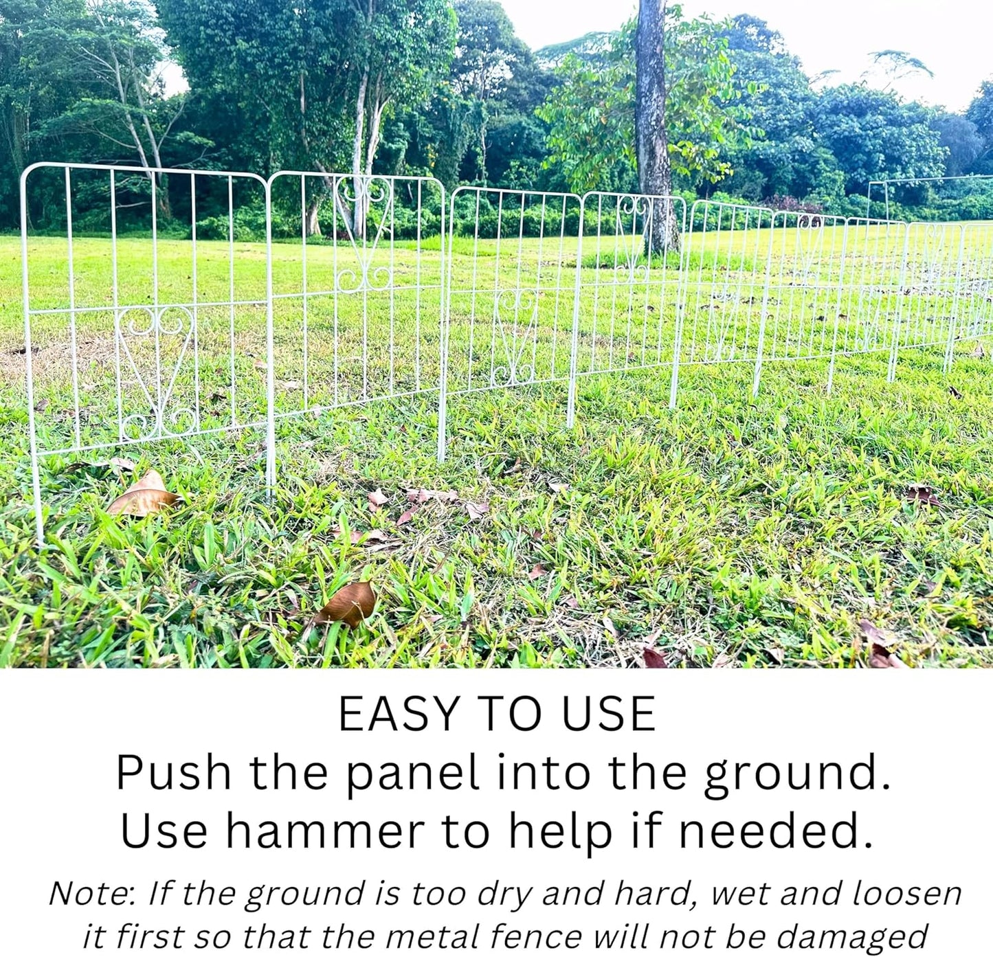 ShopLaLa Garden Fence Animal Barrier (20 Panels) 12in(L) x 24in(H) Rustproof Decorative Swan Up Down Metal Wire Fencing Flower Bed Edging for Landscape Patio Yard Decor White Small Fences for Dogs