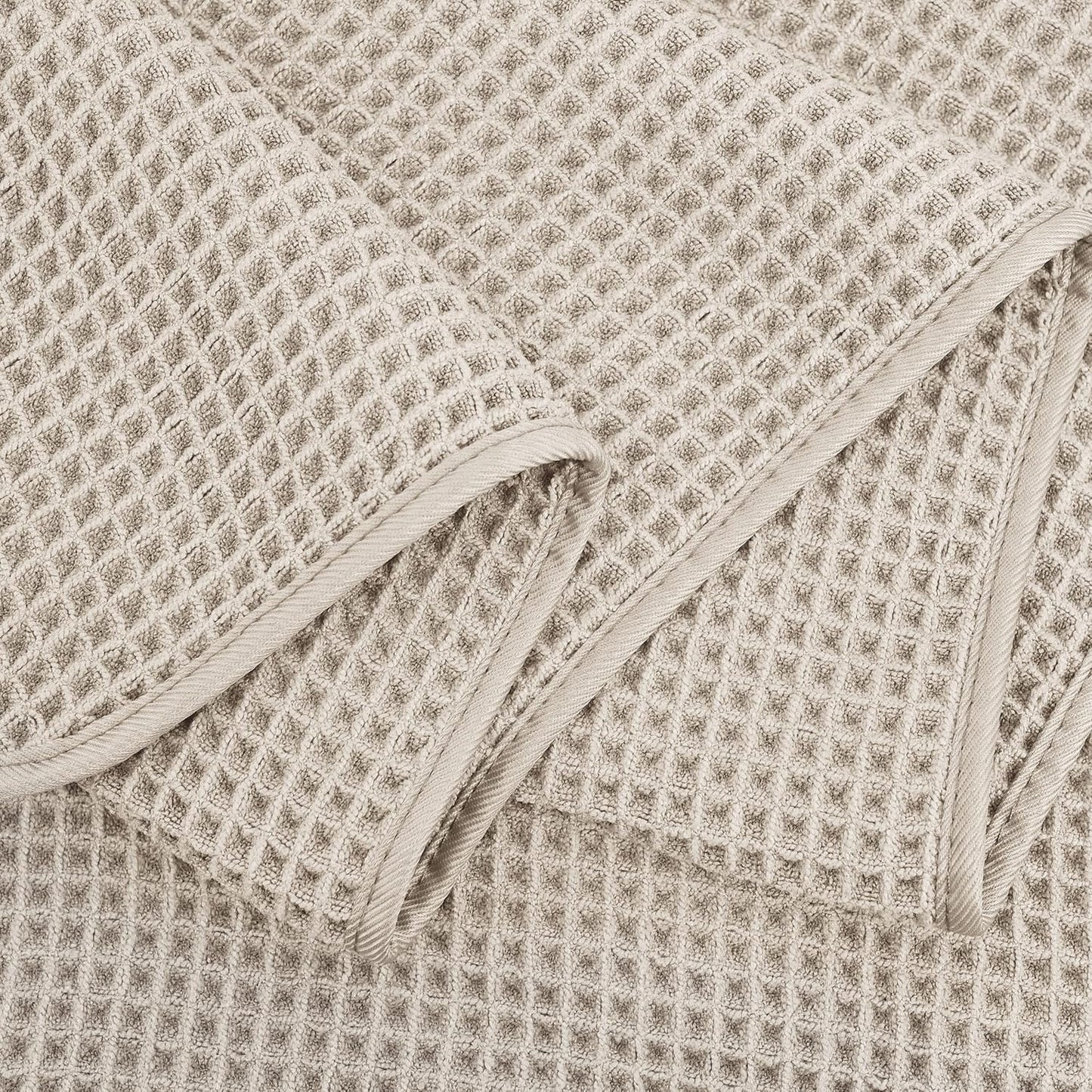 POLYTE 430 GSM Microfiber Oversize Quick Dry Lint Free Bath Towel, 60 x 30 in, 4 Pack (Waffle Weave)