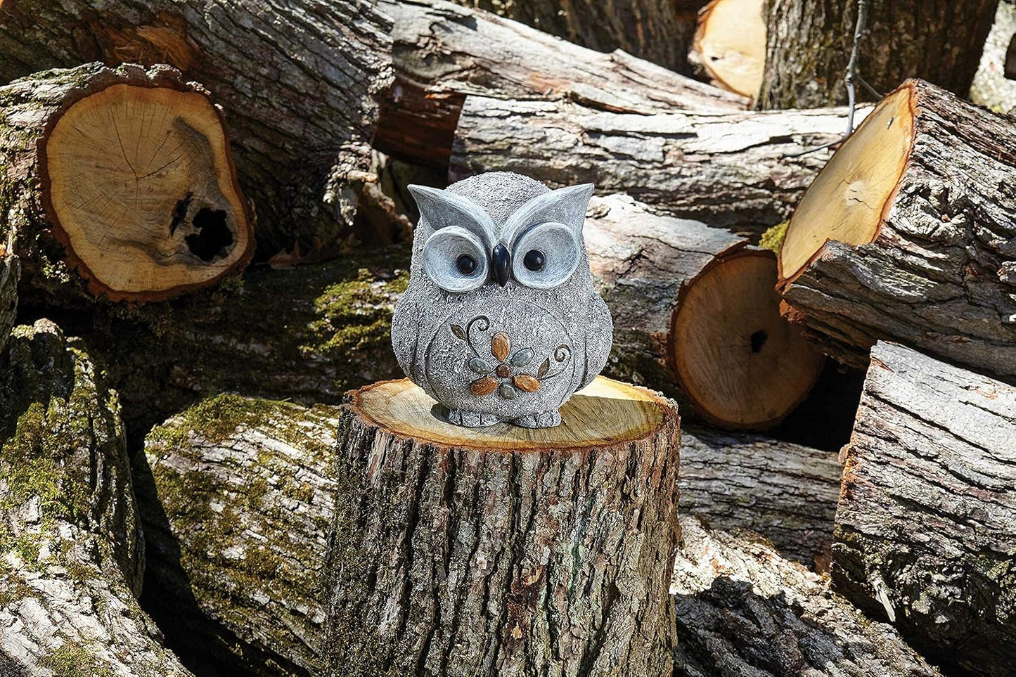 Roman 7.75" H Pebble Owl Statue Pudgy Pals, Garden Decor, Garden Gift