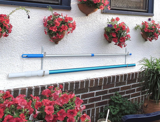 Aquatix Pro Pool Pole Hanger Premium 4pc Aluminium Holder Set, Ideal Hooks for Telescopic Poles, Skimmers, Leaf Rakes, Nets, Brushes, Vacuum Hose, Garden Tools and Swimming Pool Accessories