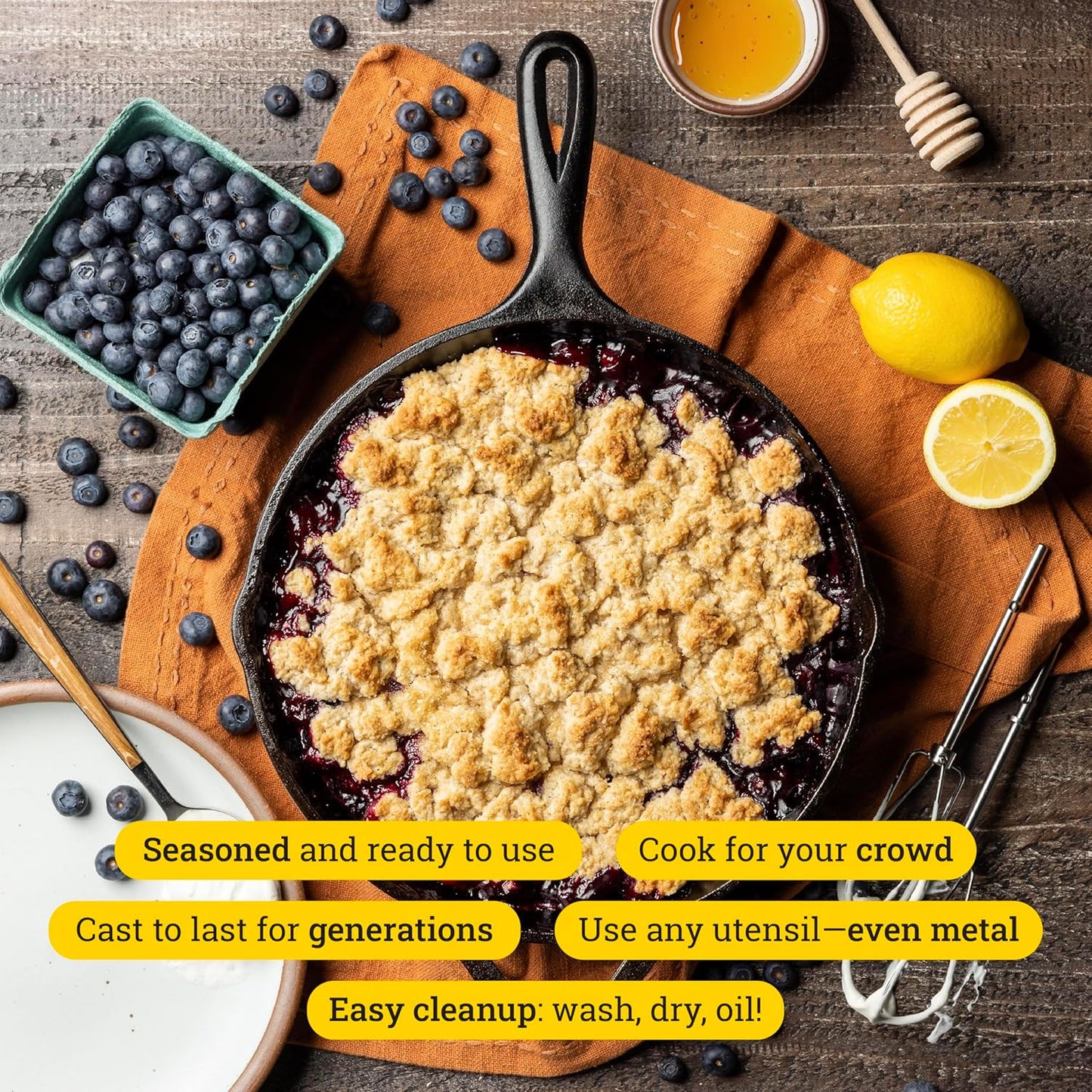 Lodge Seasoned Cast Iron Skillet Set - PFAS-Free, Non-Toxic Cookware -