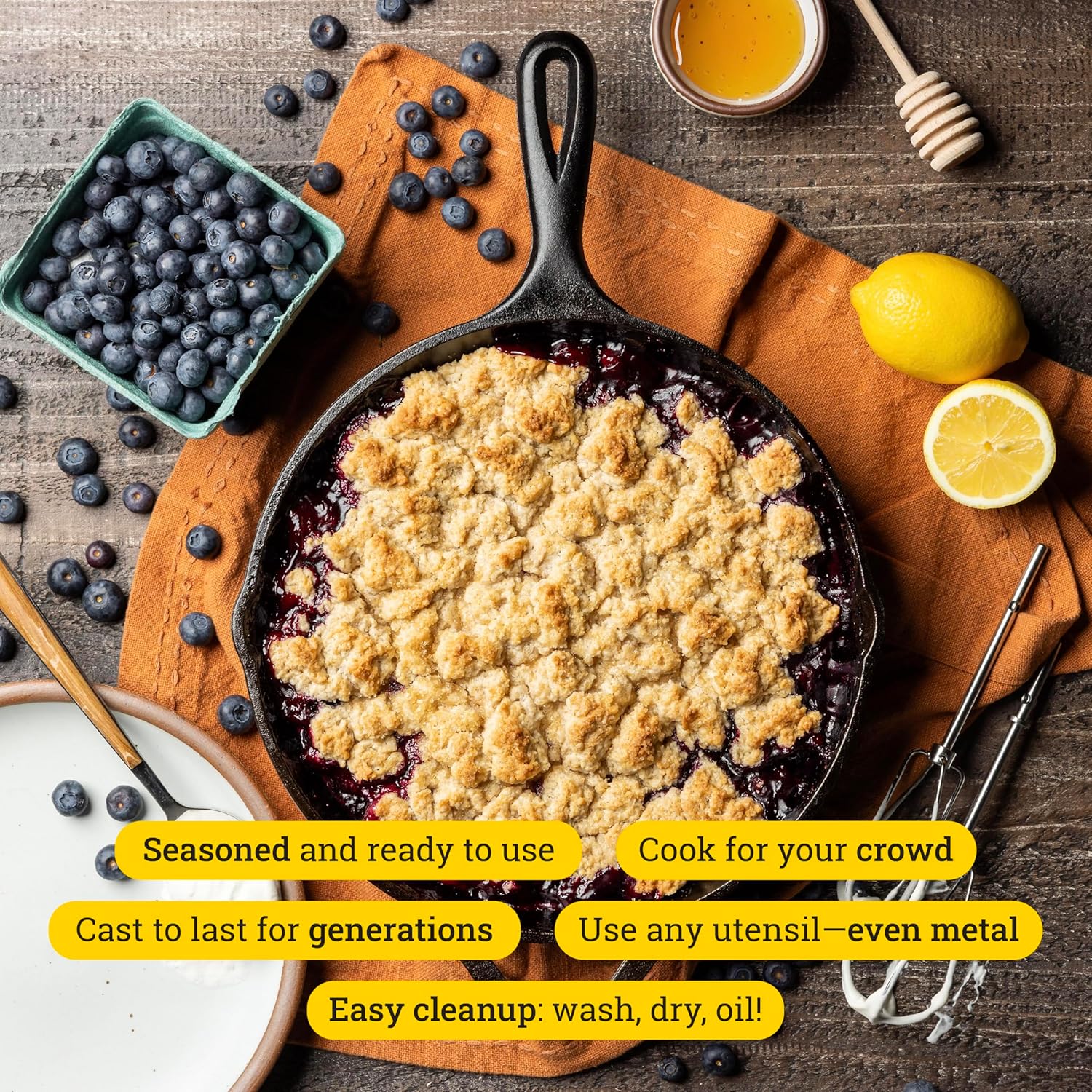 Lodge Seasoned Cast Iron Skillet Set - PFAS-Free, Non-Toxic Cookware -