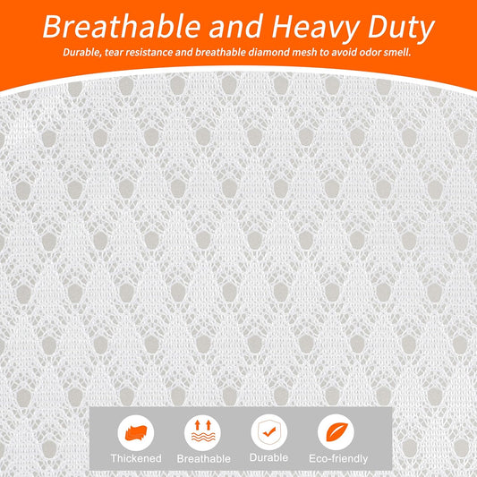 Polecasa Extra Heavy Duty Large Diamond Mesh Laundry Bags with Drawstring Closure & ID Tag, 24 x 36 inches Washable Storage Bag for College, Travel, Sports, Dorms, White