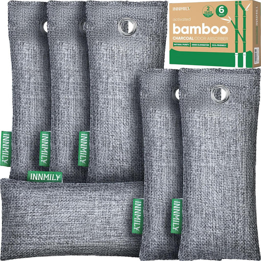 Activated Charcoal Odor Absorber, 6 Pack Natural Shoe Odor Eliminator,