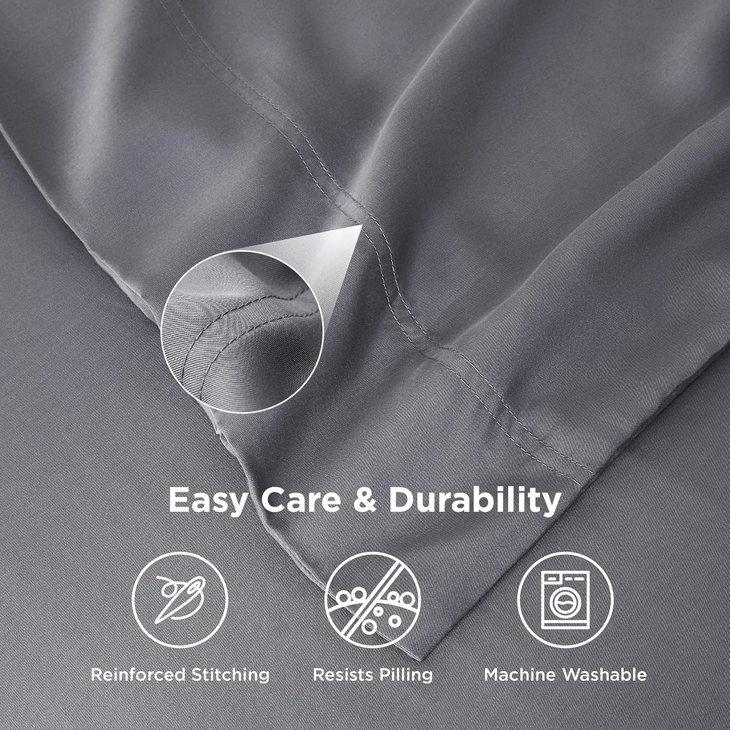 Bedsure Pillow Cases Queen, Cooling Pillow Cases, Rayon Derived from Bamboo Dark Grey Pillowcases Queen Size Set of 2, Breathable & Soft Bedding Pillow Cover with Envelope Closure,Gifts, 20x30 Inches
