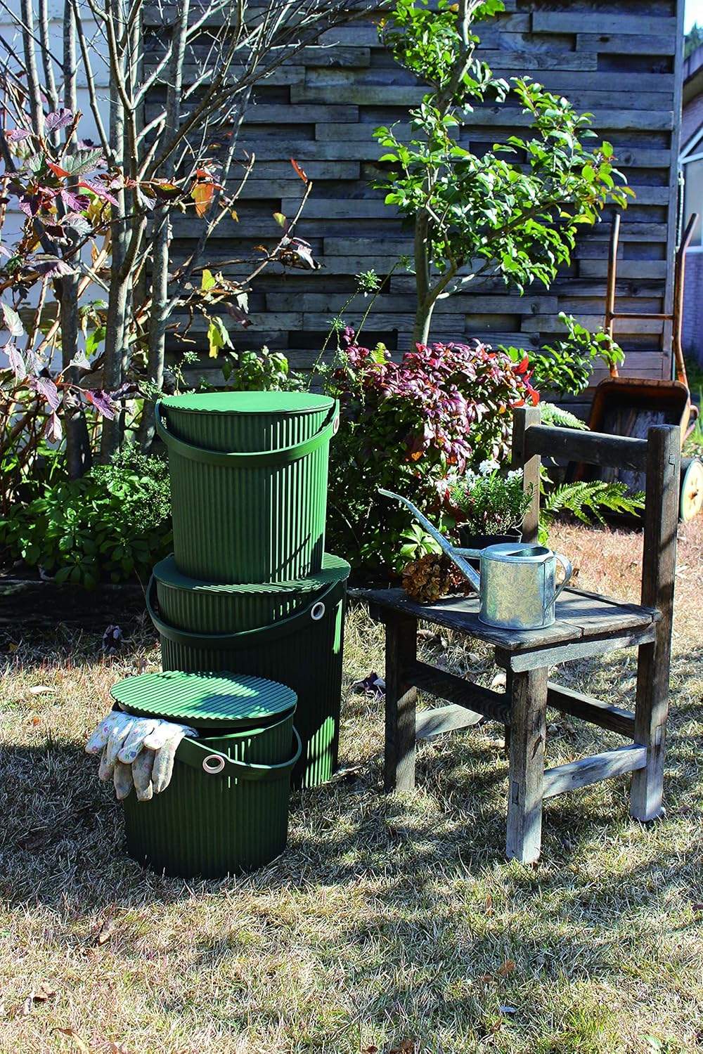 Yahata Kasei 234708 Garden Tool Bucket with Lid, Green, 5.3 gal (20 L)