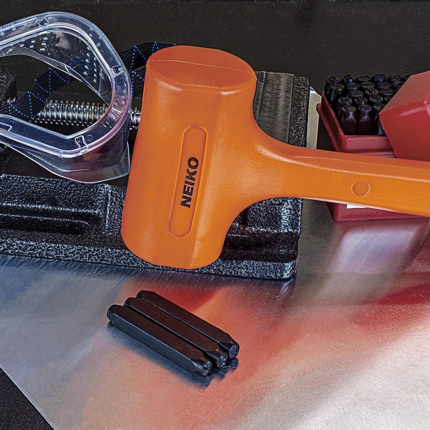 NEIKO 02847A 2 LB Dead Blow Hammer, Neon Orange | Unibody Molded | Che
