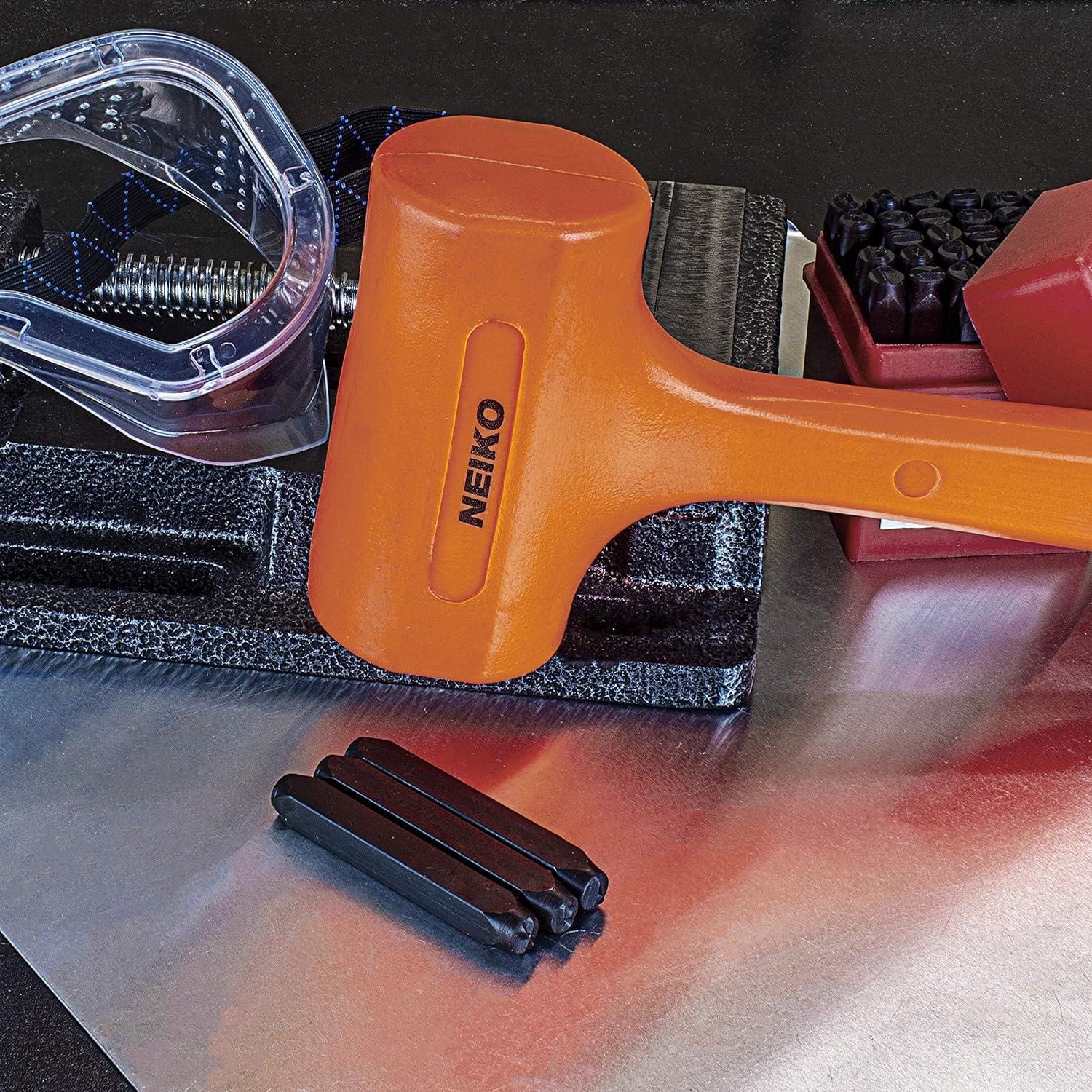 NEIKO 02847A 2 LB Dead Blow Hammer, Neon Orange | Unibody Molded | Che