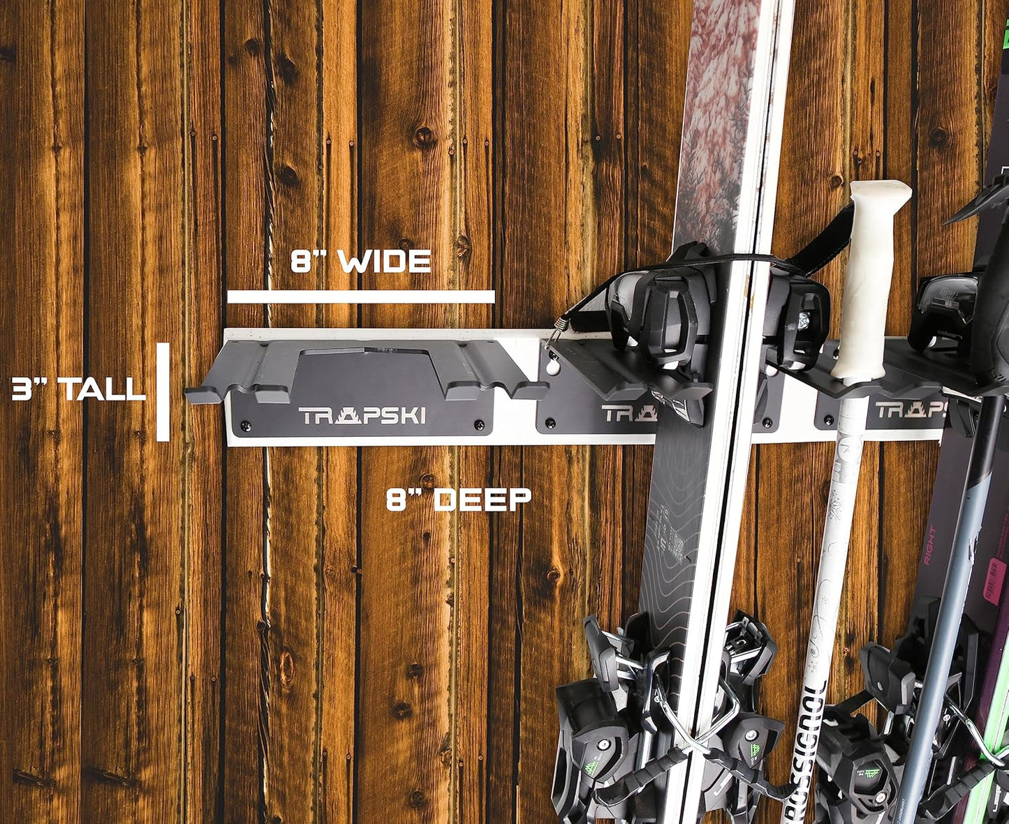 TRAPAWAY Wall Rack | Holds 1 pair of Skis or Snowboard by Bindings | G