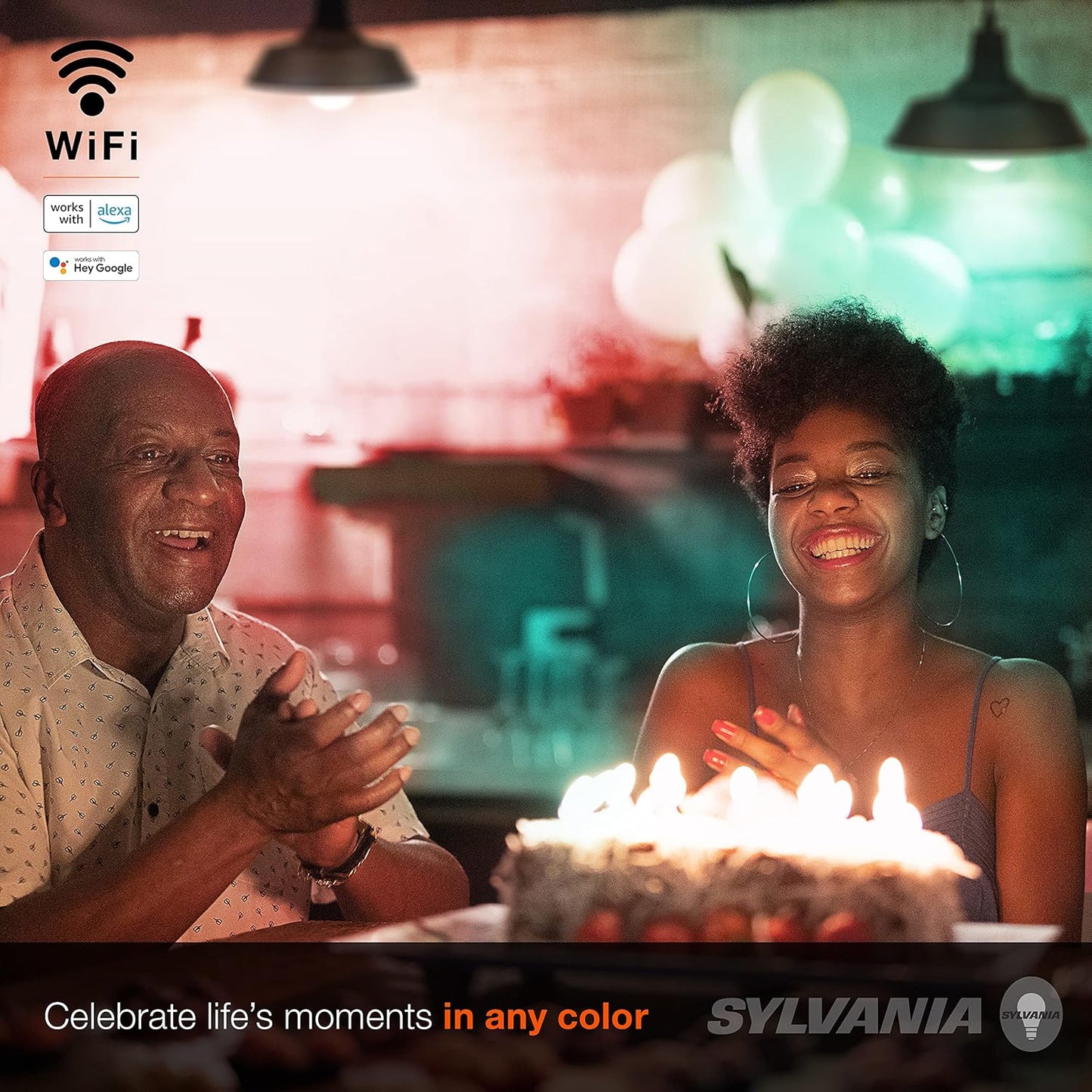 SYLVANIA Wifi LED Smart Light Bulb, 60W Equivalent Full Color and Tunable White A19, Dimmable, Compatible with Alexa and Google Home Only - 4 Pack (75674)