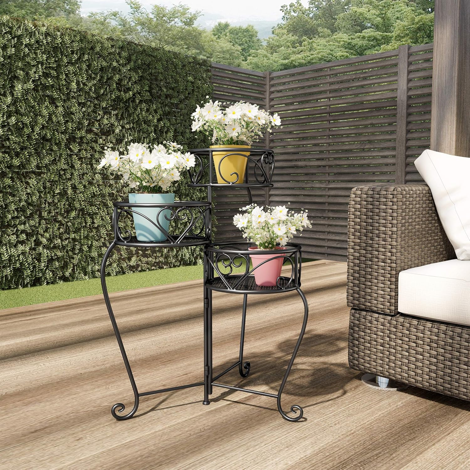 Pure Garden Tricycle Plant Stand 2-Tiered Indoor or Outdoor Decorative