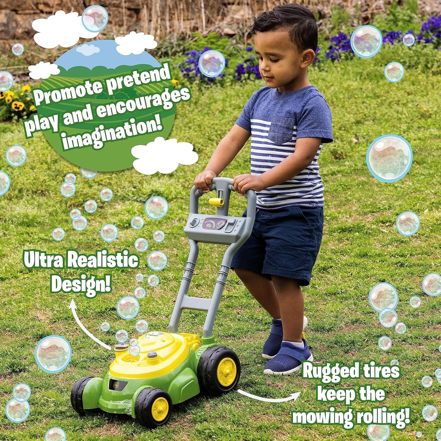 John Deere Bubble Lawn Mower for Toddlers, Bubble Blowing Machines, In