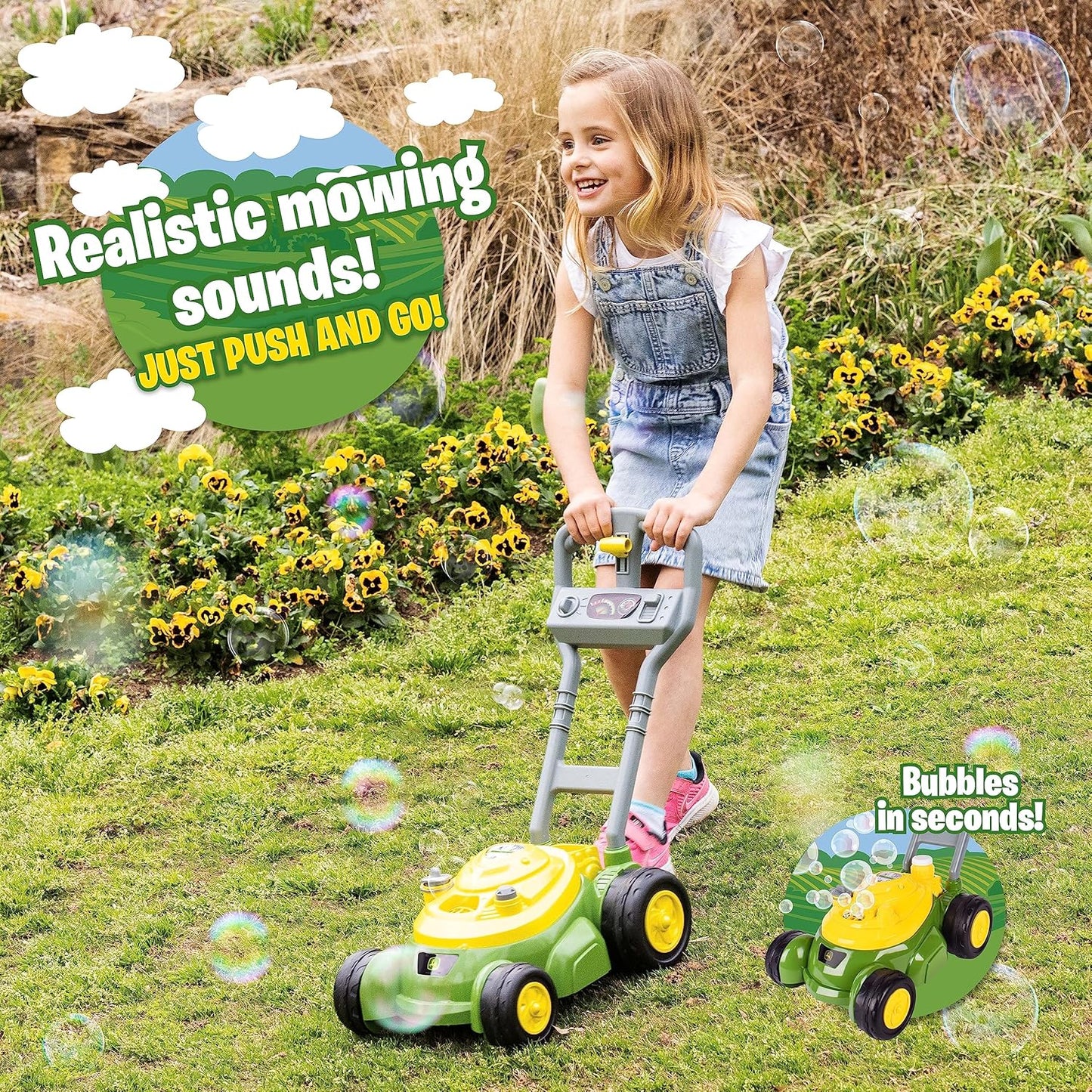 John Deere Bubble Lawn Mower for Toddlers, Bubble Blowing Machines, In