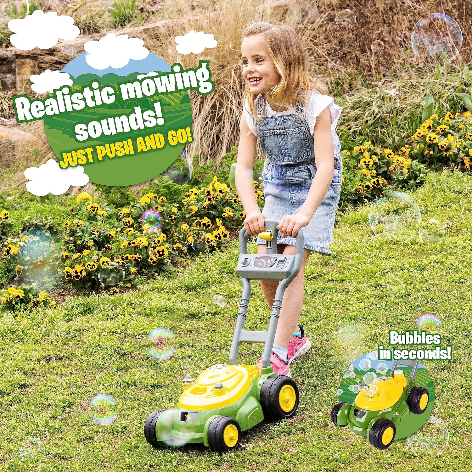 John Deere Bubble Lawn Mower for Toddlers, Bubble Blowing Machines, In